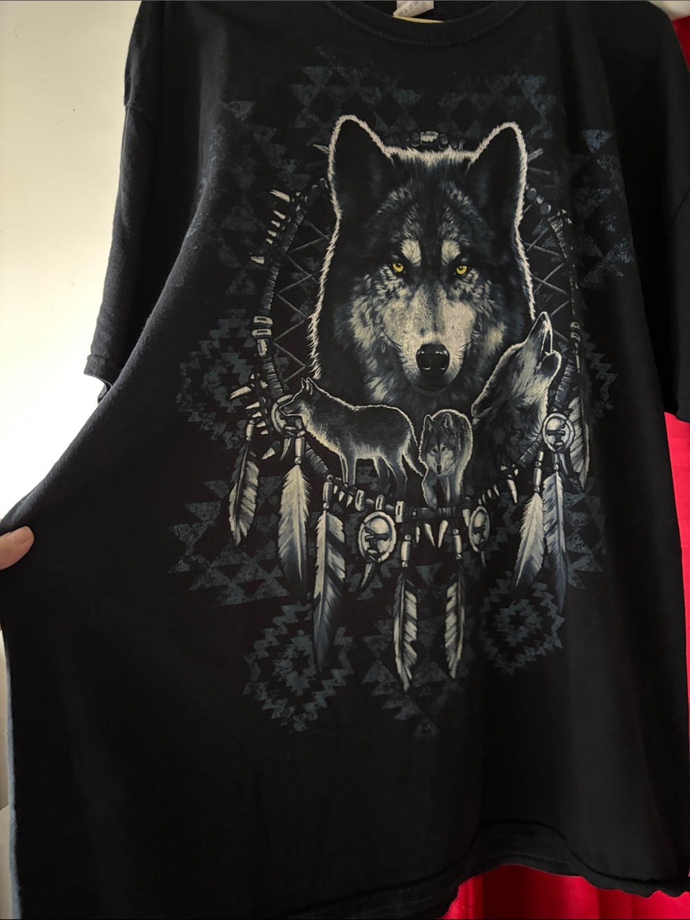 Fruit of the Loom Black Graphic Tee with Blue Accent